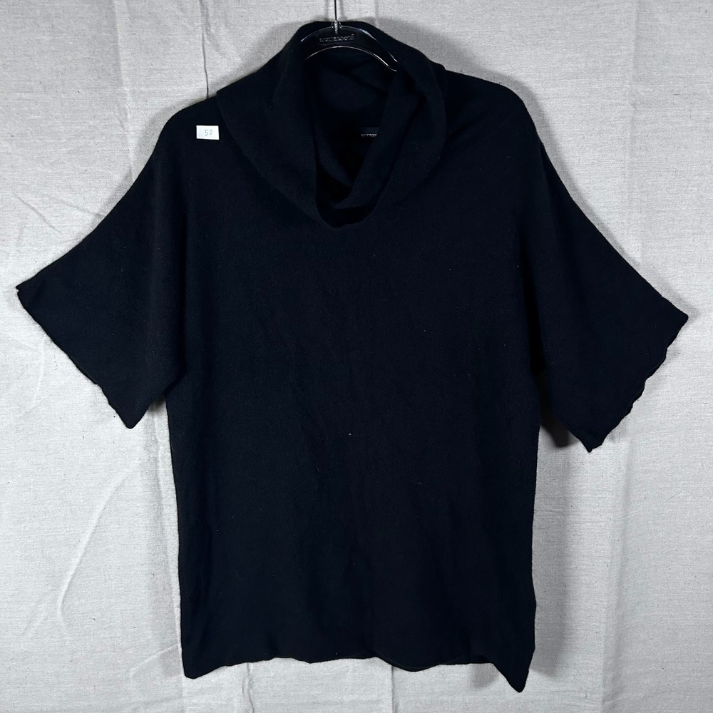 Sutton Cashmere Black Cowl Neck Short Sleeve Sweater 100% Cashmere Large